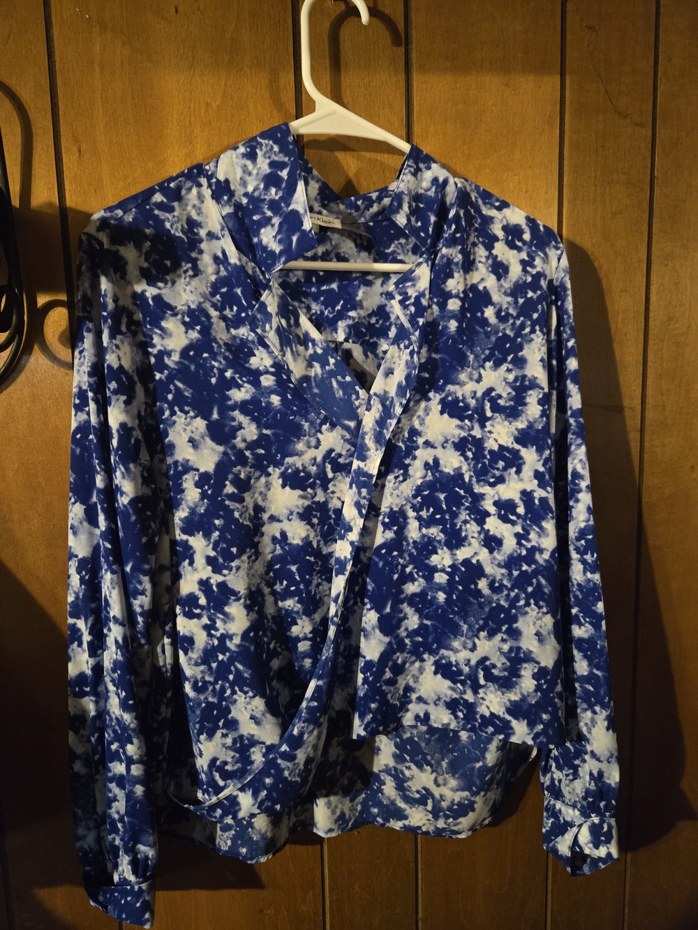 Blue & White Tie-Dye Print Women's Blouse